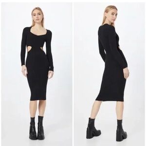NWT Abercrombie & Fitch Long-Sleeve Cutout Midi Sweater Dress LT